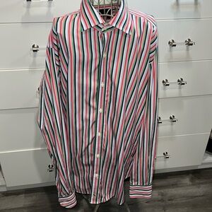 Tailorbyrd long sleeve button down with reversible print cuffs, size XL
